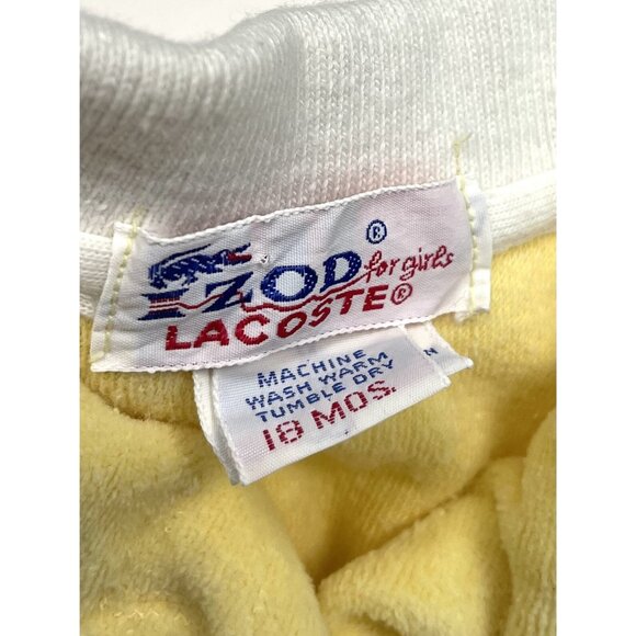 VTG 80s IZOD Lacoste Intant 18mos Yellow Terry Cloth L/S Collared DRESS EUC - Picture 7 of 8